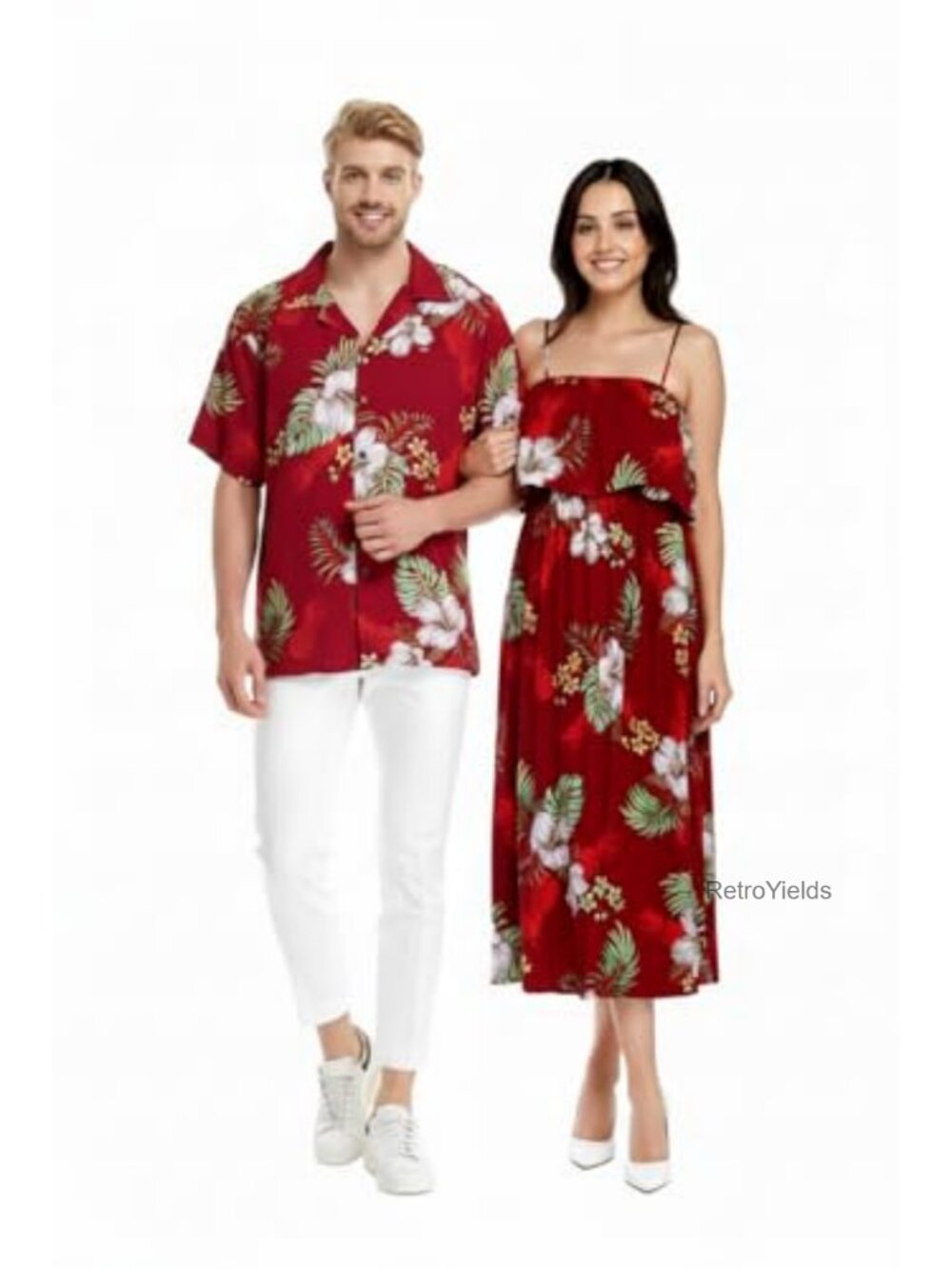 Hawaiian Luau Ruffle Maxi Dress 100% Rayon Tropical Beach Vacation